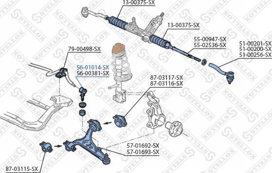 Stellox 56-01014-SX - Çubuq / Strut, stabilizator furqanavto.az