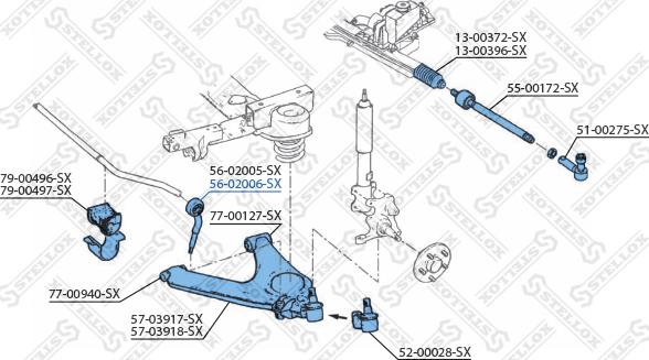 Stellox 56-02006-SX - Çubuq / Strut, stabilizator furqanavto.az