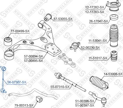 Stellox 56-07307-SX - Çubuq / Strut, stabilizator furqanavto.az