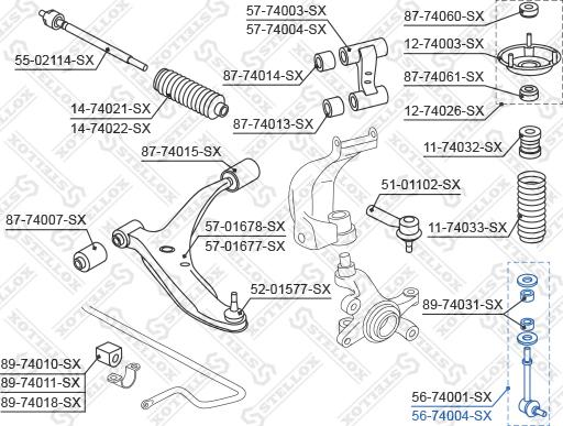 Stellox 56-74004-SX - Çubuq / Strut, stabilizator furqanavto.az