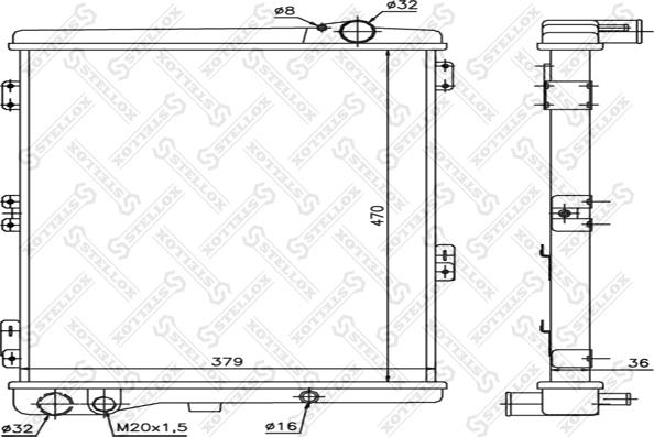 Stellox 10-25080-SX - Radiator, mühərrikin soyudulması furqanavto.az