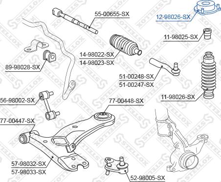 Stellox 12-98026-SX - Üst Strut Montajı furqanavto.az