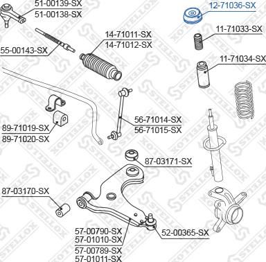 Stellox 12-71036-SX - Yollanan podşipnik, asma dayaq dayağının montajı furqanavto.az