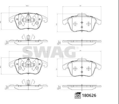 Swag 33 10 7796 - Əyləc altlığı dəsti, əyləc diski furqanavto.az