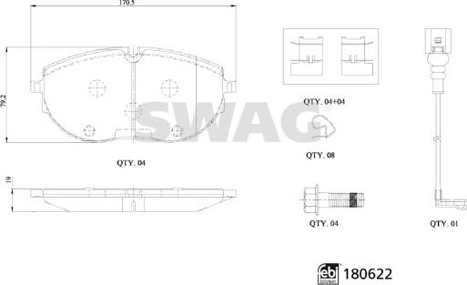 Swag 33 10 7793 - Əyləc altlığı dəsti, əyləc diski furqanavto.az