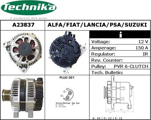 Technika A23837 - Alternator furqanavto.az