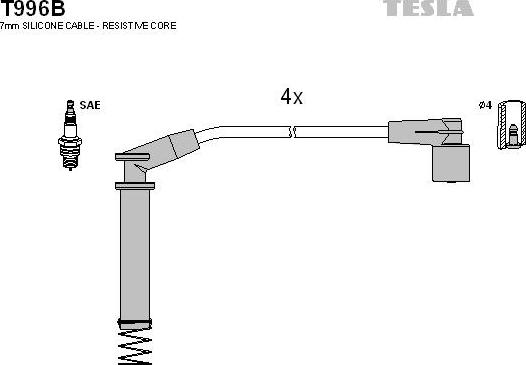 TESLA T996B - Alovlanma kabeli dəsti furqanavto.az