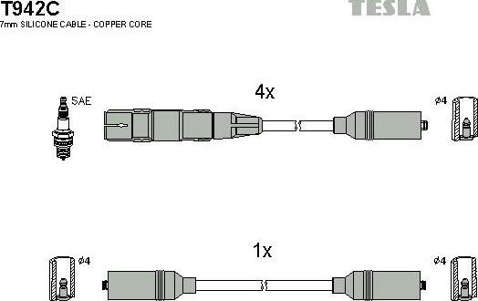 TESLA T942C - Alovlanma kabeli dəsti furqanavto.az