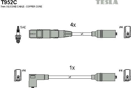 TESLA T952C - Alovlanma kabeli dəsti furqanavto.az