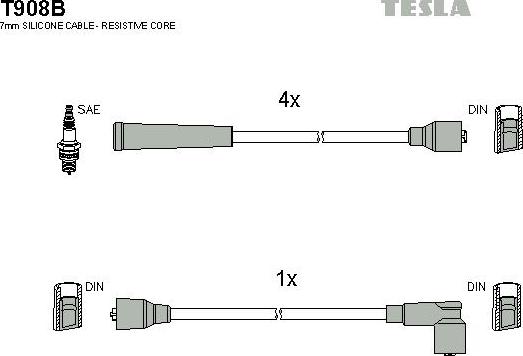 TESLA T908B - Alovlanma kabeli dəsti furqanavto.az