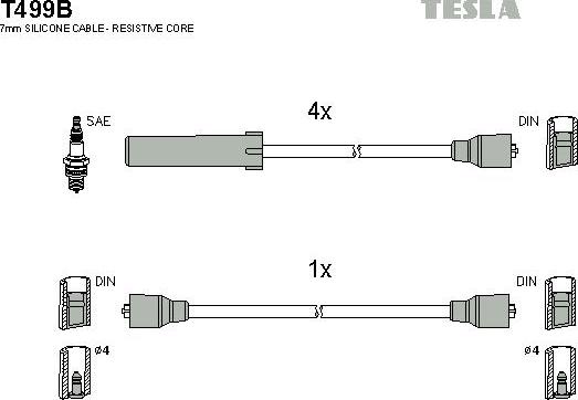TESLA T499B - Alovlanma kabeli dəsti furqanavto.az