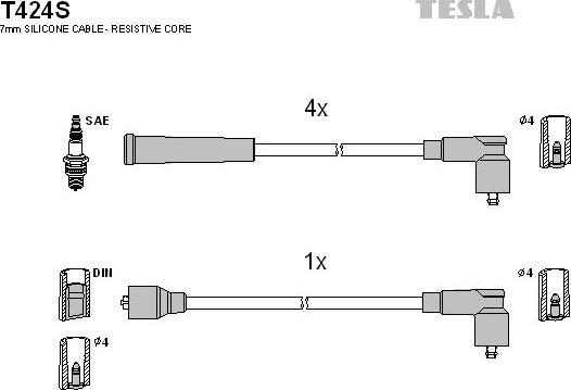TESLA T424S - Alovlanma kabeli dəsti furqanavto.az