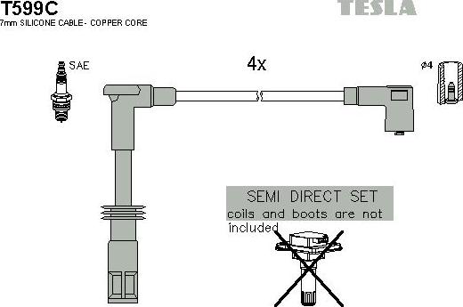 TESLA T599C - Alovlanma kabeli dəsti furqanavto.az