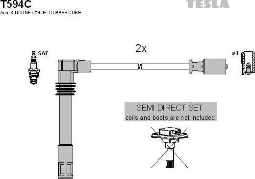 TESLA T594C - Alovlanma kabeli dəsti furqanavto.az