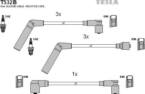 TESLA T532B - Alovlanma kabeli dəsti furqanavto.az