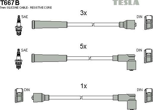 TESLA T667B - Alovlanma kabeli dəsti furqanavto.az