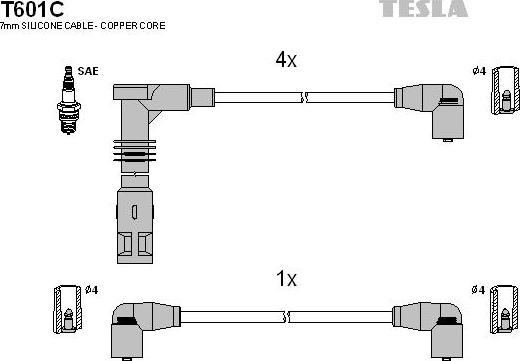 TESLA T601C - Alovlanma kabeli dəsti furqanavto.az