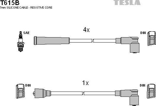 TESLA T615B - Alovlanma kabeli dəsti furqanavto.az