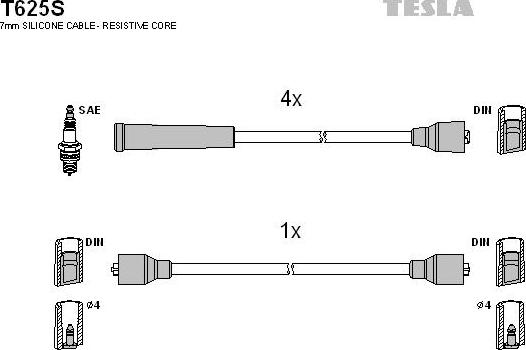 TESLA T625S - Alovlanma kabeli dəsti furqanavto.az