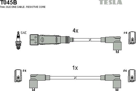 TESLA T045B - Alovlanma kabeli dəsti furqanavto.az