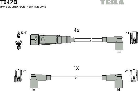 TESLA T042B - Alovlanma kabeli dəsti furqanavto.az