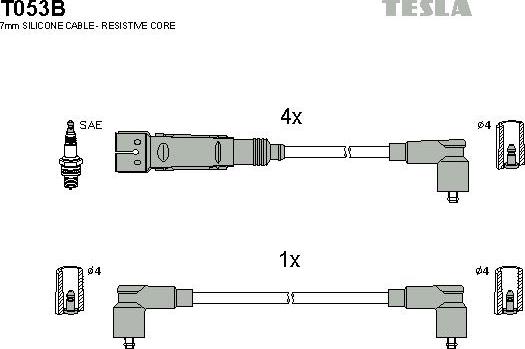 TESLA T053B - Alovlanma kabeli dəsti furqanavto.az