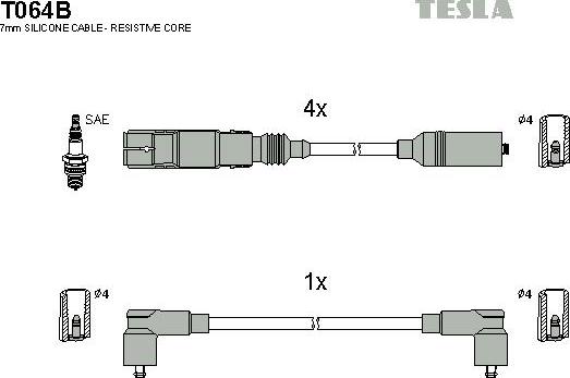TESLA T064B - Alovlanma kabeli dəsti furqanavto.az
