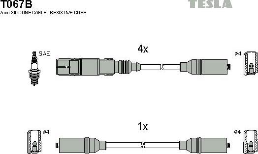 TESLA T067B - Alovlanma kabeli dəsti furqanavto.az