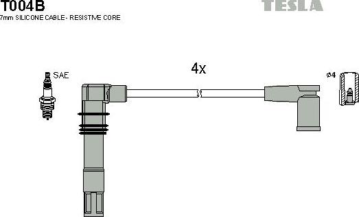 TESLA T004B - Alovlanma kabeli dəsti furqanavto.az