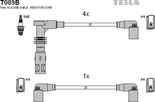 TESLA T089B - Alovlanma kabeli dəsti furqanavto.az