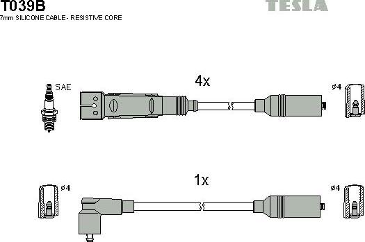 TESLA T039B - Alovlanma kabeli dəsti furqanavto.az