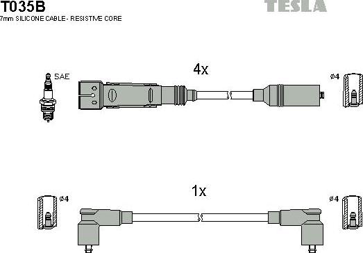 TESLA T035B - Alovlanma kabeli dəsti furqanavto.az