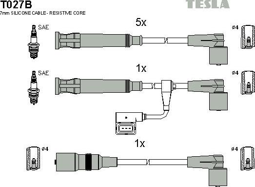 TESLA T027B - Alovlanma kabeli dəsti furqanavto.az