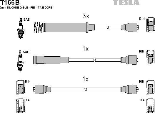TESLA T166B - Alovlanma kabeli dəsti furqanavto.az
