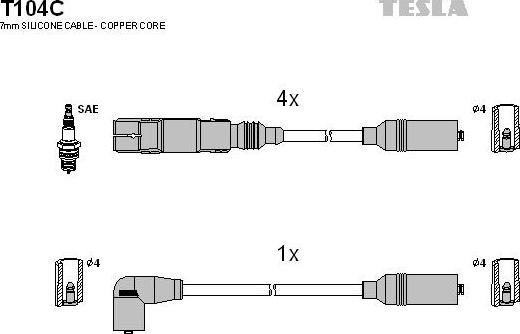 TESLA T104C - Alovlanma kabeli dəsti furqanavto.az