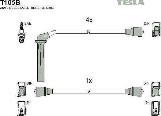 TESLA T105B - Alovlanma kabeli dəsti furqanavto.az