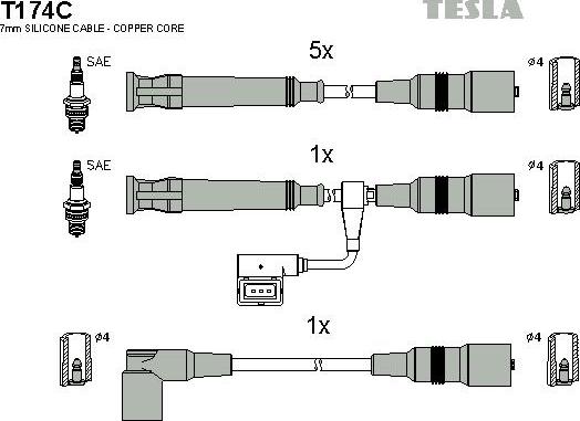 TESLA T174C - Alovlanma kabeli dəsti furqanavto.az