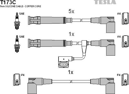 TESLA T173C - Alovlanma kabeli dəsti furqanavto.az