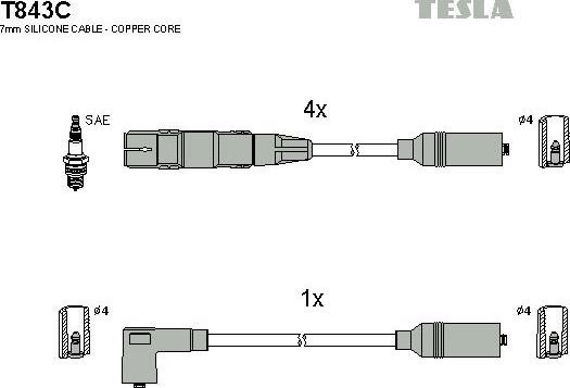 TESLA T843C - Alovlanma kabeli dəsti furqanavto.az