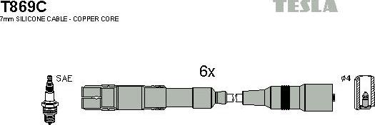 TESLA T869C - Alovlanma kabeli dəsti furqanavto.az
