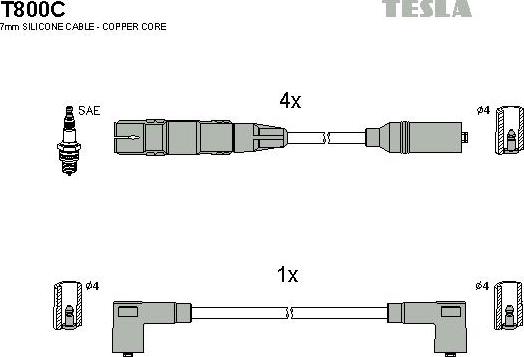 TESLA T800C - Alovlanma kabeli dəsti furqanavto.az