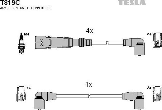 TESLA T819C - Alovlanma kabeli dəsti furqanavto.az