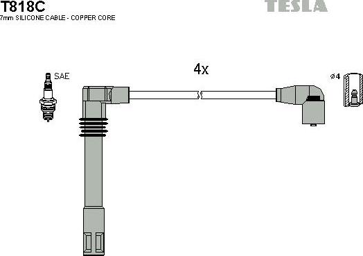 TESLA T818C - Alovlanma kabeli dəsti furqanavto.az