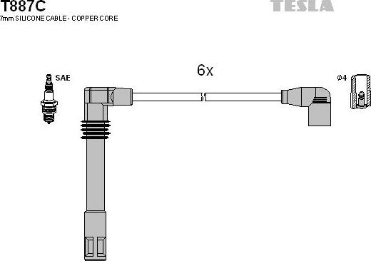 TESLA T887C - Alovlanma kabeli dəsti furqanavto.az