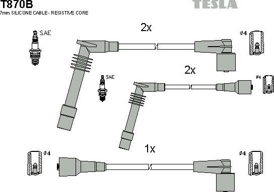 TESLA T870B - Alovlanma kabeli dəsti furqanavto.az