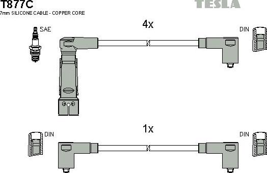 TESLA T877C - Alovlanma kabeli dəsti furqanavto.az
