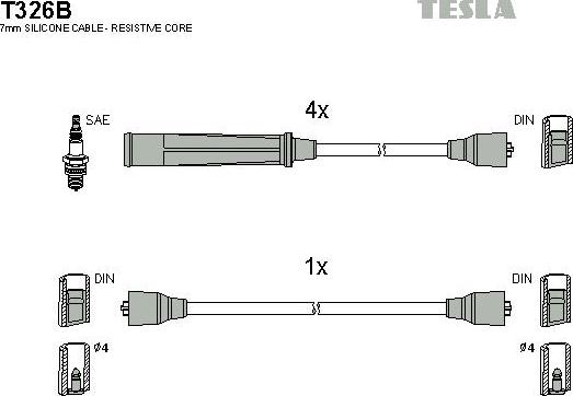 TESLA T326B - Alovlanma kabeli dəsti furqanavto.az