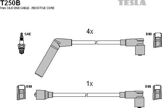 TESLA T250B - Alovlanma kabeli dəsti furqanavto.az