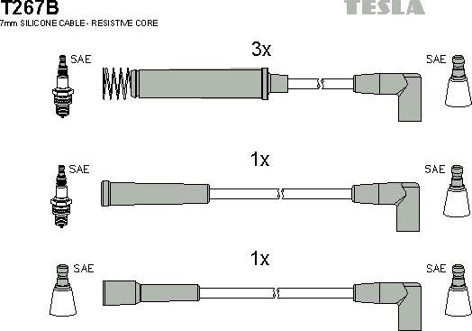 TESLA T267B - Alovlanma kabeli dəsti furqanavto.az
