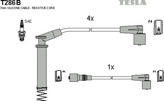 TESLA T286B - Alovlanma kabeli dəsti furqanavto.az